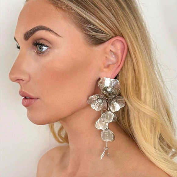 Zara Silver Waterfall Drop Earrings Kate Middleton Famous Earrings